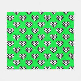 Cobertor De Velo Textura de Bola Coração de Futebol - Fundo Verde 