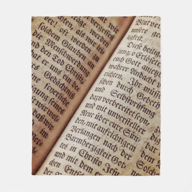 Cobertor De Velo Textura de escrevendo da página do livro de bíblia (Frente)