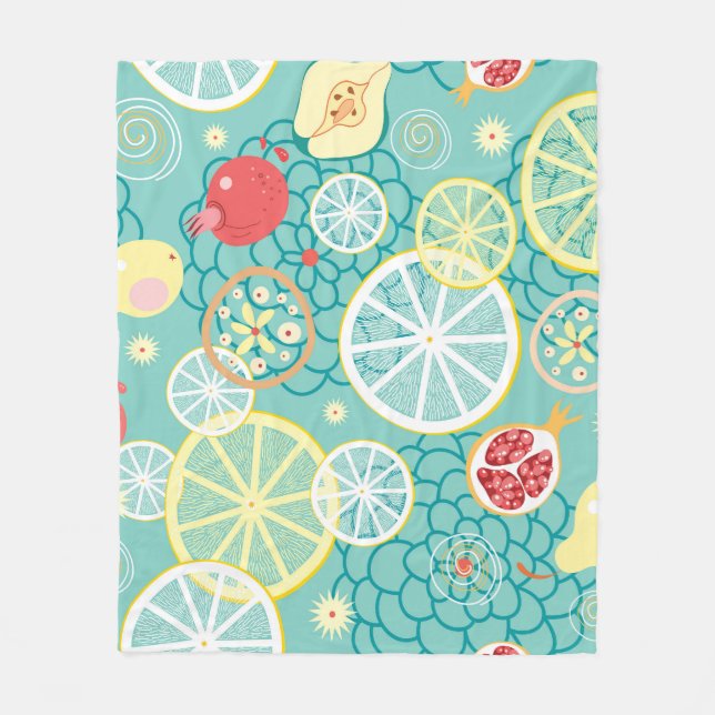 Cobertor De Velo Textura fruta, Fundo Vibrante. (Frente)