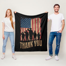 Cobertor De Velo Thank You Veterans Day American Flag Vintage