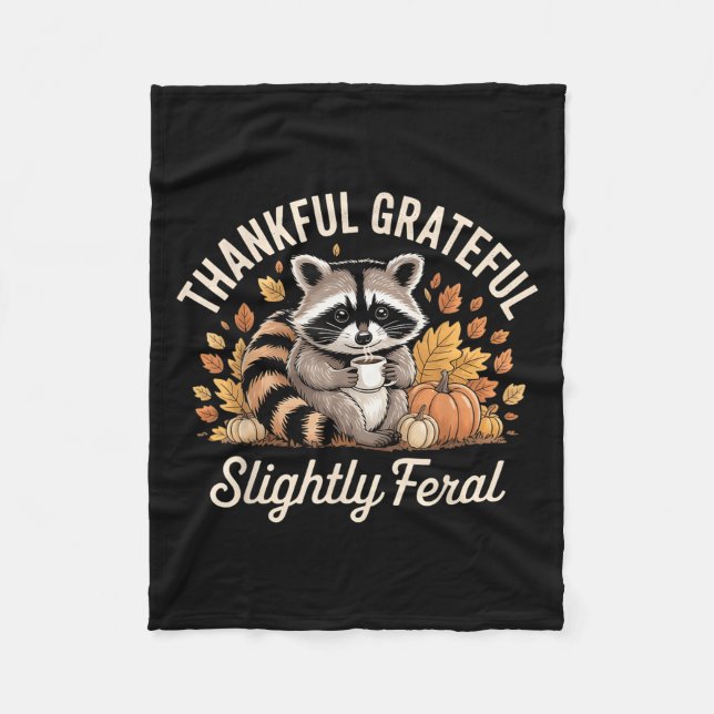 Cobertor De Velo Thankful Grateful Slightly Feral Raccoon Cozy Autu (Frente)