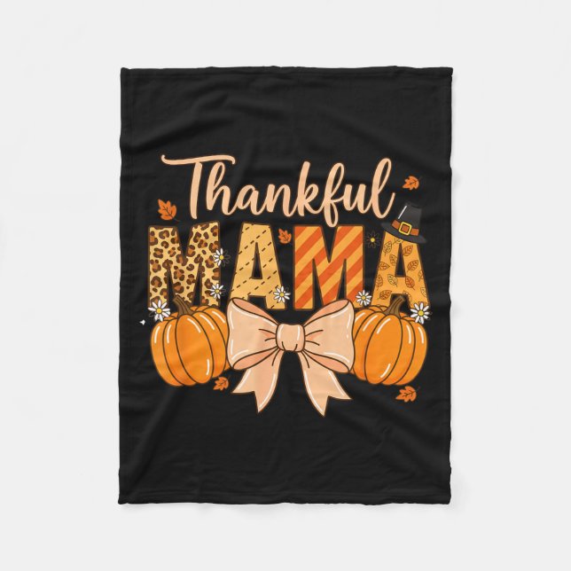 Cobertor De Velo Thankful Mama Pumpkin Fall Coquette Bow Thanksgivi (Frente)