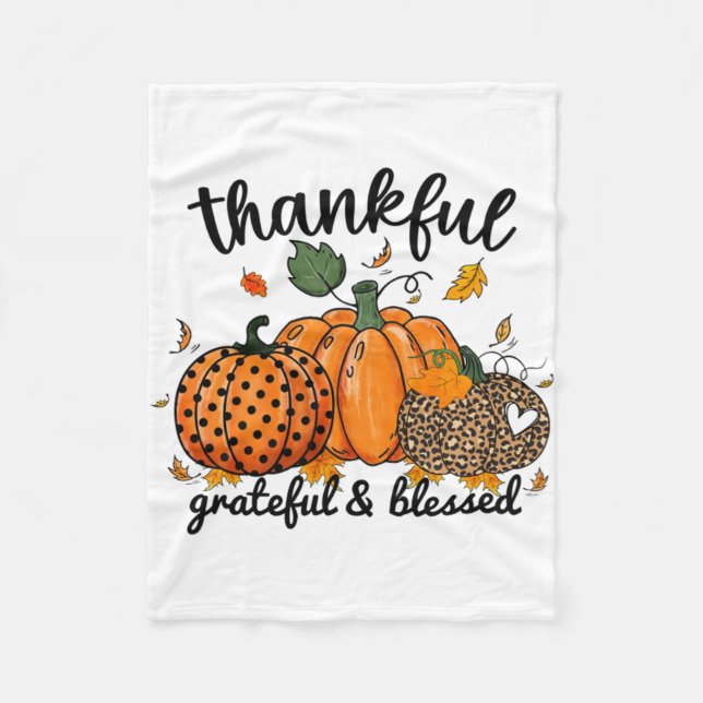 Cobertor De Velo Thankful Pumpkin Grateful And Blessed  (Frente)