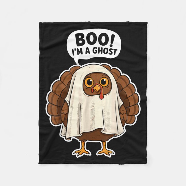 Cobertor De Velo Thanksgiving Ghost Turkey Disguise Funny Halloween (Frente)