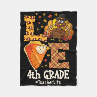 Cobertor De Velo Thanksgiving Love 4th Grade Teacher Turkey Autumn 