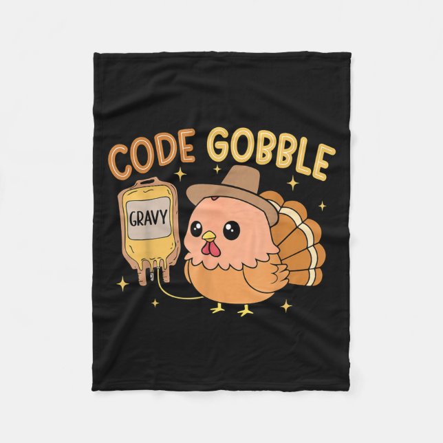 Cobertor De Velo Thanksgiving Nurse Code Gobble Funny Turkey Rn Cna (Frente)