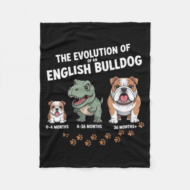 Cobertor De Velo The Evolution Of An English Bulldog Funny  (Frente)