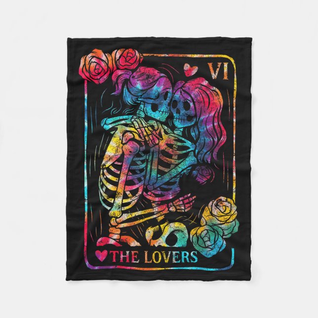Cobertor De Velo The Lovers Tarot Card Gothic Occult Kissing Skelet (Frente)