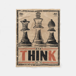 Cobertor De Velo Think Chess Vintage Art | Estratégia Wabi Sabi