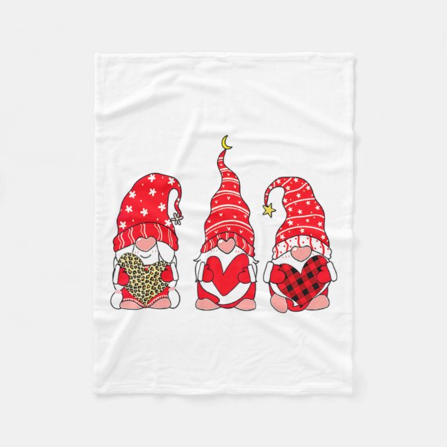 Cobertor De Velo Three Gnomes Holding Heart Leopard Happy Valentine (Frente)