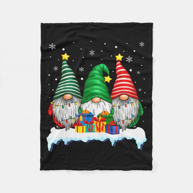 Cobertor De Velo Three Gnomes Tree Lights Men Women Matching Xmas H (Frente)