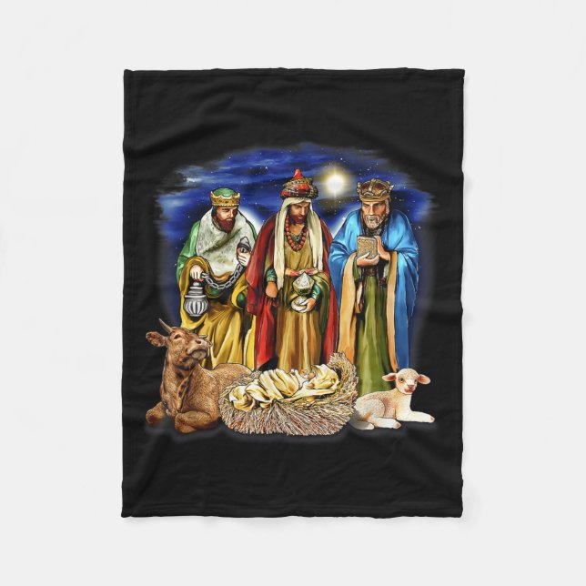 Cobertor De Velo Three Kings Shirt Nativity Scene Shirt Christmas S (Frente)