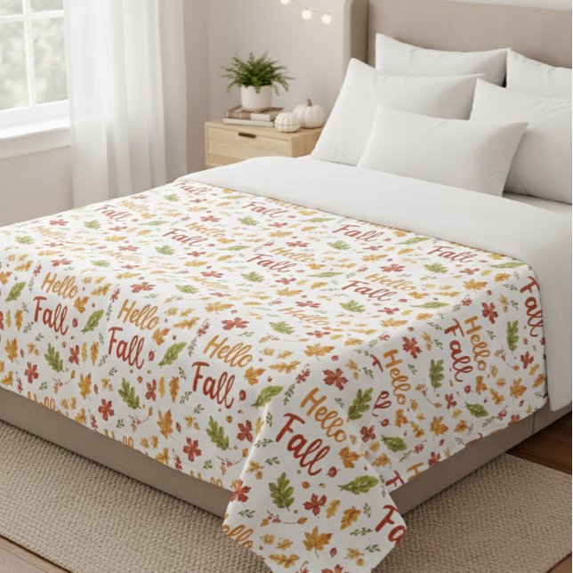 Cobertor De Velo Throw Blanket with Hello Fall Pattern and Autumn (Criador carregado)
