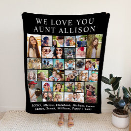 Cobertor De Velo Tia 30 Colagem de Fotos Preta