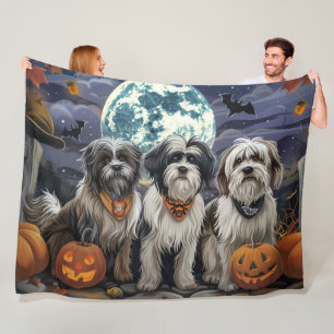 Cobertor De Velo Tibetano Terrier Halloween Spooky