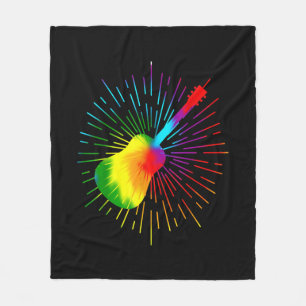 Cobertor De Velo Tie Dye Guitar Music Design Colorida Guitarrista