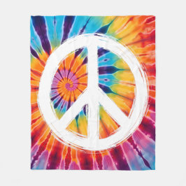 Cobertor De Velo Tie Dye Peace Fleece Blanket