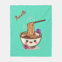 Tigela de Comida Ramen Azul Turquesa Kawaii com Fl