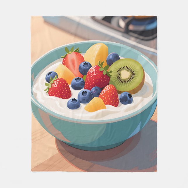 Cobertor De Velo Tigela de Iogurte com Frutas Frescas (Frente)