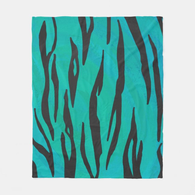 Cobertor De Velo Tiger Black and Teal Impressão (Frente)