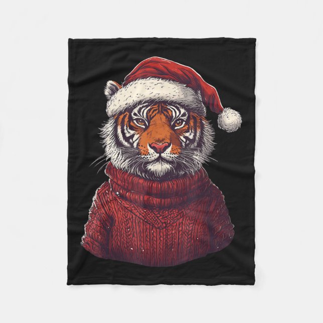 Cobertor De Velo Tiger Ugly Sweater Natal (Frente)