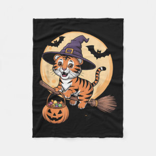 Cobertor De Velo Tiger Witch Hat Pumpkin Halloween Homens Mulher