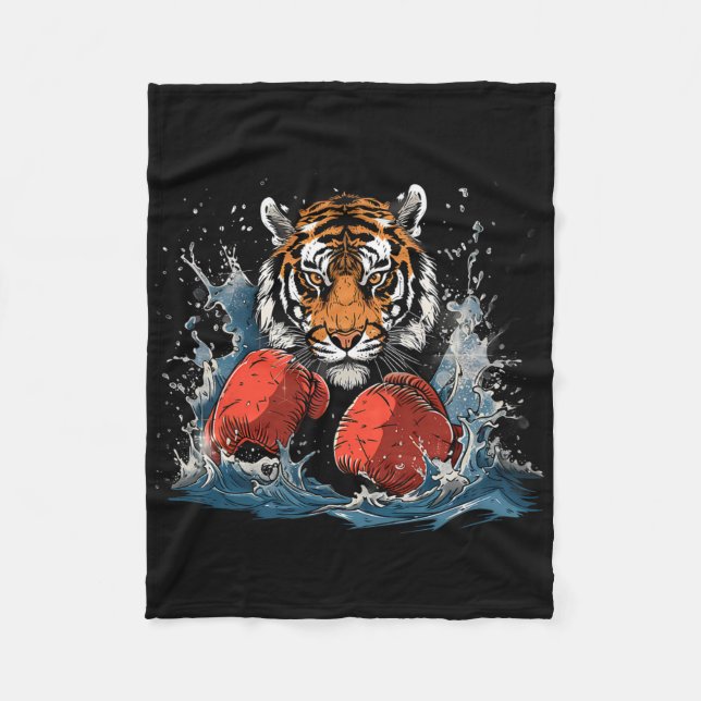 Cobertor De Velo Tigre Boxeador Com Luvas de Boxe Kickboxing Engraç (Frente)