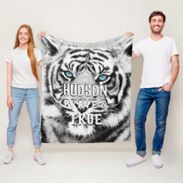 Cobertor De Velo Tigre Branco Personalizado Bengala Tiger
