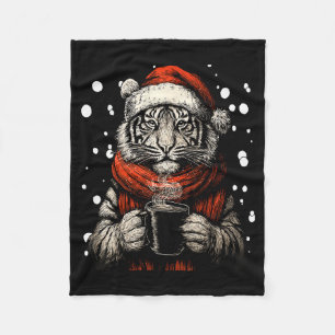 Cobertor De Velo Tigre de Natal com Chapéu de Papai Noel Amante de 