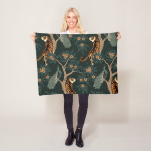 Cobertor De Velo Tigre de safra e pavão