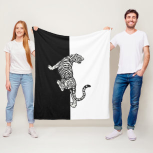 Cobertor De Velo Tigre em preto e branco