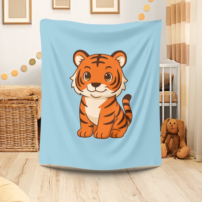 Cobertor De Velo Tigre Fofo em Azul (Criador carregado)