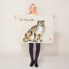 Cobertor De Velo Tigre por Kōno Bairei Ilustração Japonesa