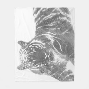 Cobertor De Velo Tigre Preto e Branco
