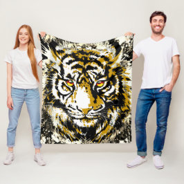 Cobertor De Velo Tigre Realista Fleece Blanket - Cabeça de Tigre Le