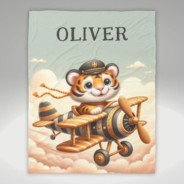 Cobertor De Velo Tigre Voador Minúsculo e Caprichoso em um Avião Fo (Criador carregado)