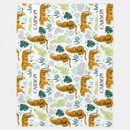 Cobertor De Velo Tigres e Folhas Tropicais, Padrão de Nome