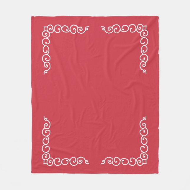 Cobertor De Velo Tijolo vermelho com canto de rolos brancos (Frente)