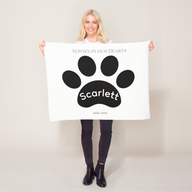 Cobertor De Velo Timeless Black & White Paw Print Tribute (In Situ)