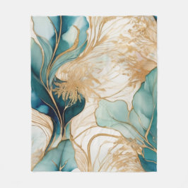 Cobertor De Velo Tinta de álcool Abstrato única com limites de Ouro