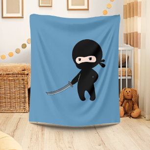 Cobertor De Velo Tiny Angry Ninja em Azul