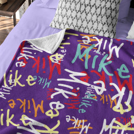 Cobertor De Velo Tipografia divertida Colorida Urbana Grafite em Pú