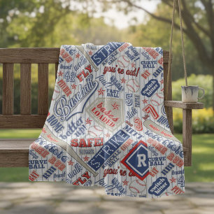 Cobertor De Velo Tipografia do Baseball Red White Stripes ID770