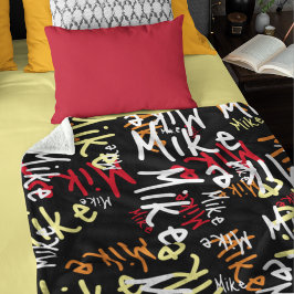 Cobertor De Velo Tipografia Nome do Grafite Urbano em preto