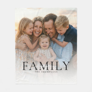 Cobertor De Velo Tipografia Preta de Foto Moderna Família Elegante