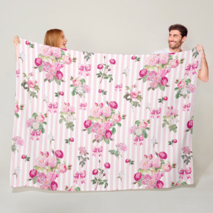 Cobertor De Velo Tiras de Arco de Coquetes de Rosas Rosa Vintage