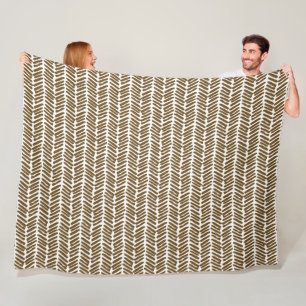 Cobertor De Velo Tiras de Arte Chic Abstrato Chevron-White