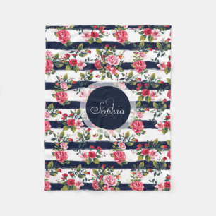 Cobertor De Velo Tiras florais de rosas de vindima