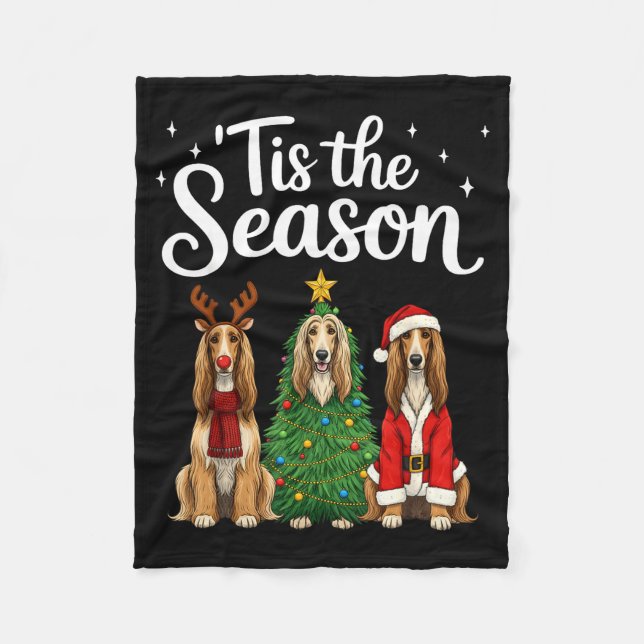 Cobertor De Velo Tis The Season Afghan Hound Christmas Santa Dog Lo (Frente)
