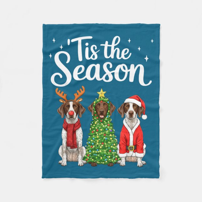 Cobertor De Velo Tis The Season German Shorthaired Inter Christmas  (Frente)